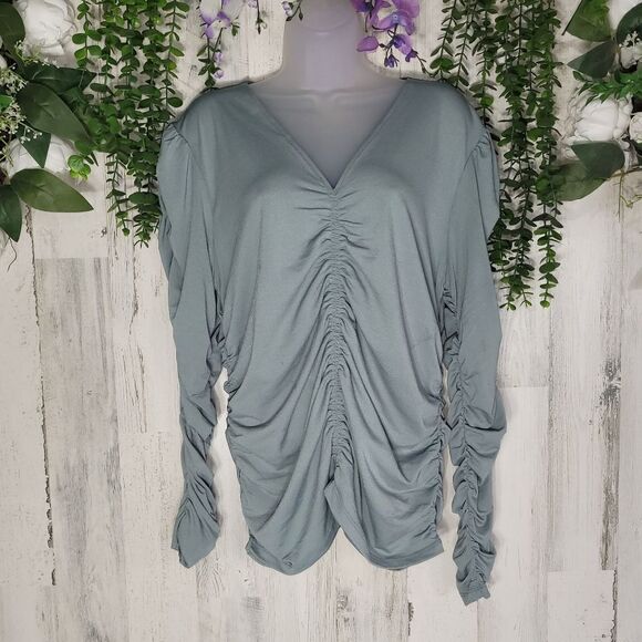 Joie Sage Green Ruched Blouse - Picture 13 of 16